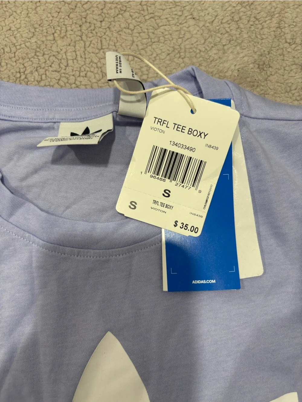 adidas Men’s Light Purple Tee with White Heart Detail